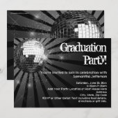 Uitnodigingen van de Black Disco Ball Graduation P (Voorkant / Achterkant)