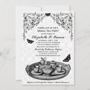 Uitnodigingen van de Black Garden Bridal Tea Party