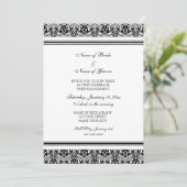 Uitnodigingen van de Black White Damask Engagement (Staand voorkant)