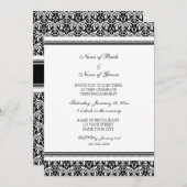 Uitnodigingen van de Black White Damask Engagement (Voorkant / Achterkant)