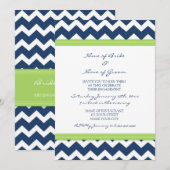 Uitnodigingen van de blauwe Limoen Chevron Engagem (Voorkant / Achterkant)