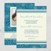 Uitnodigingen van de blauwgroen Floral Foto Engage (Voorkant / Achterkant)