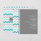 Uitnodigingen van de blauwgroen Gray Chevron Engag (Voorkant / Achterkant)