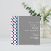 Uitnodigingen van de Blue Hot Pink Pattern Engagem (Staand voorkant)