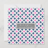 Uitnodigingen van de Blue Hot Pink Pattern Engagem (Achterkant)