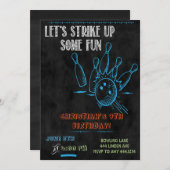 Uitnodigingen van de Chalkboard Bowling Party (Voorkant / Achterkant)