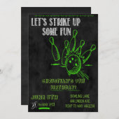 Uitnodigingen van de Chalkboard Bowling Party (Voorkant / Achterkant)