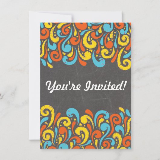 Uitnodigingen van de Chalkboard Groovy Ice Skating (Achterkant)