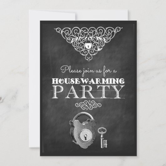 Uitnodigingen van de Chalkboard Housewarming Party (Voorkant)
