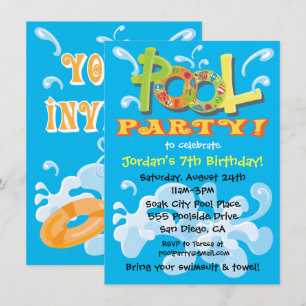 Uitnodigingen van de Colorful Pool Party