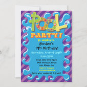 Uitnodigingen van de Colorful Pool Party (Voorkant)