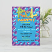 Uitnodigingen van de Colorful Pool Party (Staand voorkant)