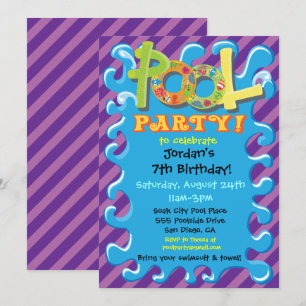 Uitnodigingen van de Colorful Pool Party