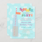Uitnodigingen van de Colorful Summer Birthday Part (Voorkant / Achterkant)