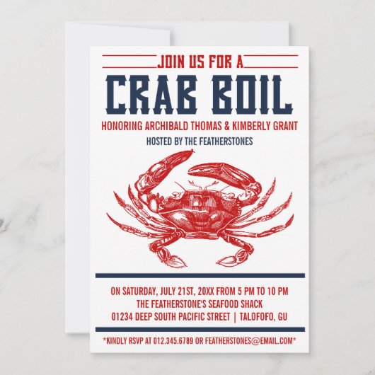 Uitnodigingen van de  Crab Boil Party (Voorkant)