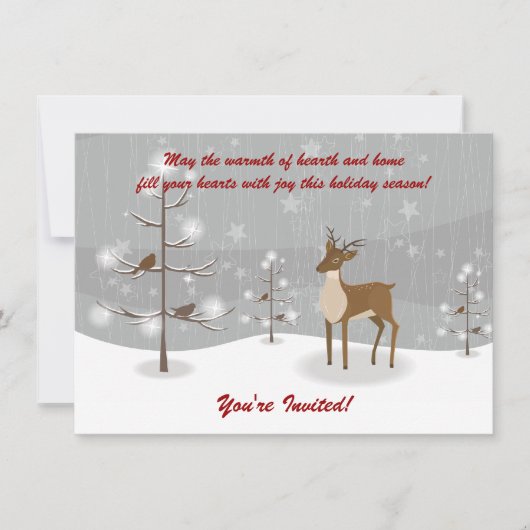 Uitnodigingen van de Deer Winter Scene Holiday (Voorkant)