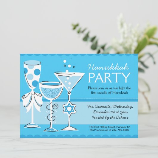 Uitnodigingen van de Donaupartij met Cocktails (Staand voorkant)