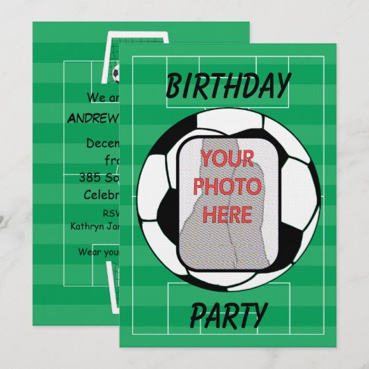 uitnodigingen van de fotopartij van het voetbal (Voorkant / Achterkant)