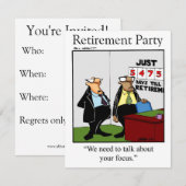 Uitnodigingen van de Funny Retirement Party (Voorkant / Achterkant)