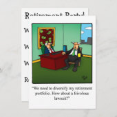 Uitnodigingen van de Funny Retirement Party (Voorkant / Achterkant)