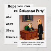 Uitnodigingen van de Funny Retirement Party (Voorkant / Achterkant)