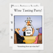Uitnodigingen van de funny Wine Tasting Party (Voorkant / Achterkant)