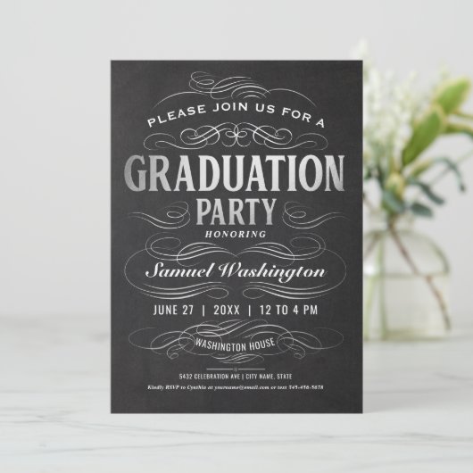 Uitnodigingen van de Graduation Party om olielozen (Staand voorkant)