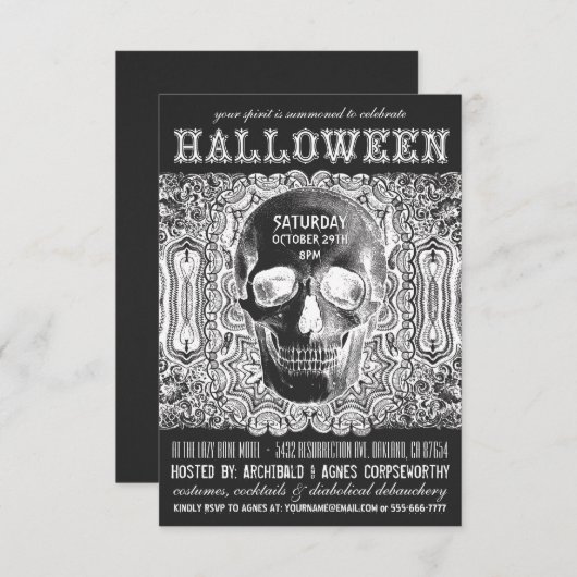 Uitnodigingen van de Halloween-partij - Steampunk  (Voorkant / Achterkant)