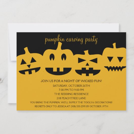 Uitnodigingen van de Halloween Pumpkin Carving Par (Voorkant)