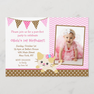Uitnodigingen van de Kat Birthday Party