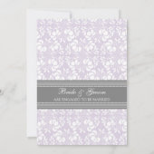 Uitnodigingen van de lila Grey Damask Engagement P (Achterkant)