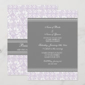 Uitnodigingen van de lila Grey Damask Engagement P (Voorkant / Achterkant)