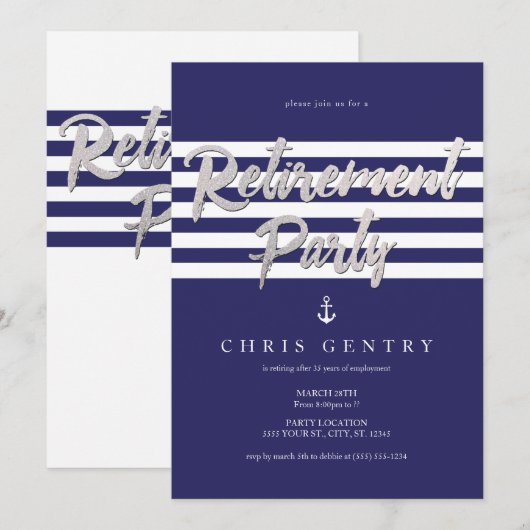 Uitnodigingen van de marine, Nautical Retirement P (Voorkant / Achterkant)