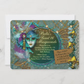 Uitnodigingen van de Masquerade Mardi Gras Party (Voorkant)