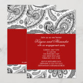Uitnodigingen van de moderne Red Paisley Engagemen (Voorkant / Achterkant)