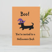 Uitnodigingen van de Oranje Dachshund Witch Hallow (Staand voorkant)