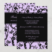 Uitnodigingen van de Paarse Black Floral Engagemen (Voorkant / Achterkant)