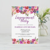 Uitnodigingen van de Paarse Floral Engagement Part (Staand voorkant)