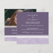 Uitnodigingen van de Paarse White Photo Engagement (Voorkant / Achterkant)