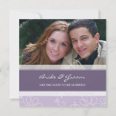 Uitnodigingen van de Paarse White Photo Engagement (Achterkant)