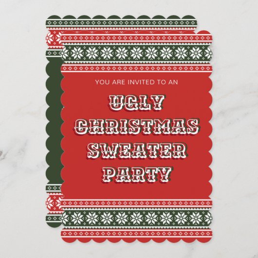 Uitnodigingen van de partij 'Ugly kerstSweater' (Voorkant / Achterkant)