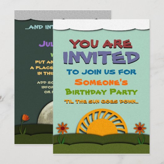 Uitnodigingen van de Partij van de Dagen van de na (Voorkant / Achterkant)