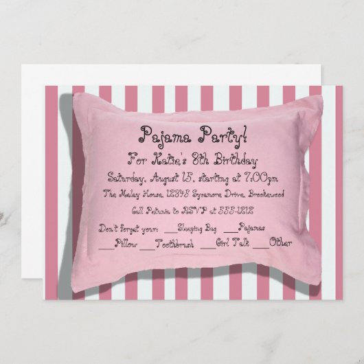 Uitnodigingen van de Partij van Pajama (Voorkant / Achterkant)