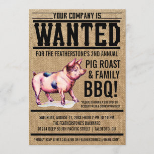 Uitnodigingen van de  Pig Roast Family BBQ