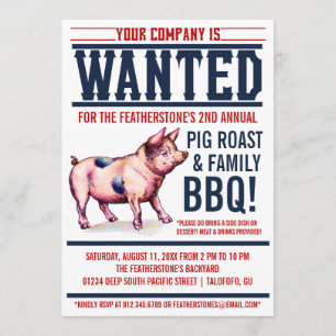 Uitnodigingen van de  Pig Roast Family BBQ