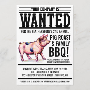 Uitnodigingen van de  Pig Roast Family BBQ