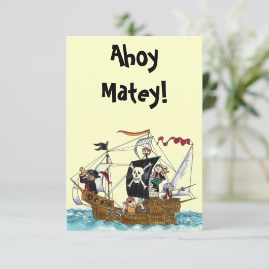 Uitnodigingen van de piratenpartij 3.5x5 Ahoy (Staand voorkant)