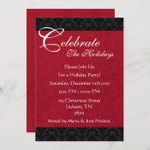 Uitnodigingen van de Red & Black  Holiday Party (Voorkant / Achterkant)