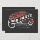 Uitnodigingen van de  Retro BBQ-partij (Voorkant / Achterkant)