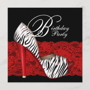 Uitnodigingen van de Rode Zebra met hoge hiel